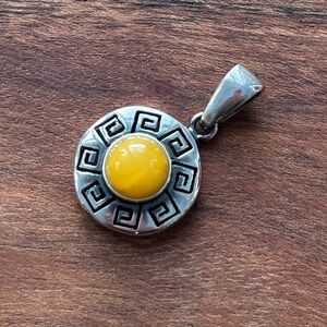 Dainty Yellow Butter Amber Sterling Silver Pendant